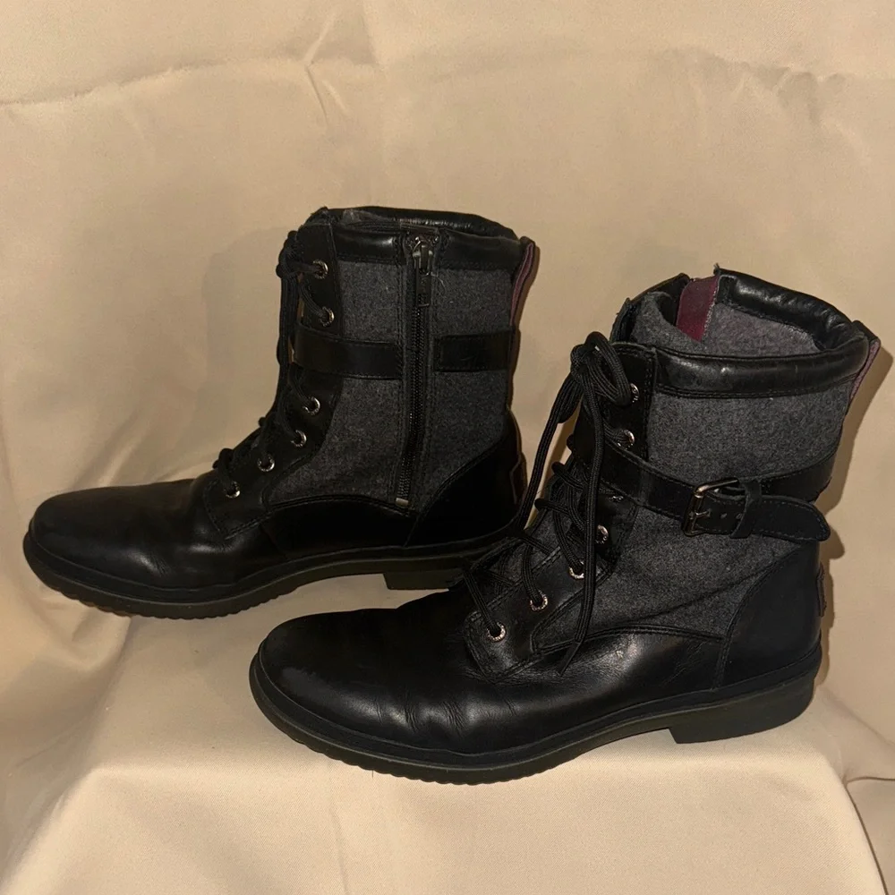 Women's UGG W Kesey Black & Grey Lace-Up Boots - Picture 2 of 10